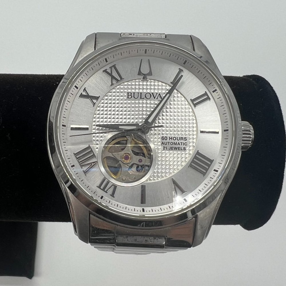 USED Bulova Wilton Men's Silver Dial Automatic Stainless Steel Watch 96A207